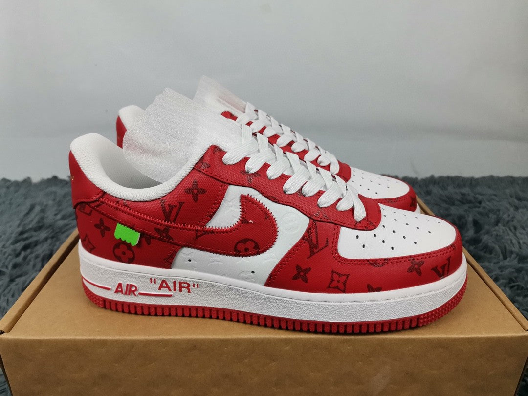  Nike Air Force 1 Low x Louis Vuitton Virgil Abloh &#8216;White Red&#8217; For Men LD 0242