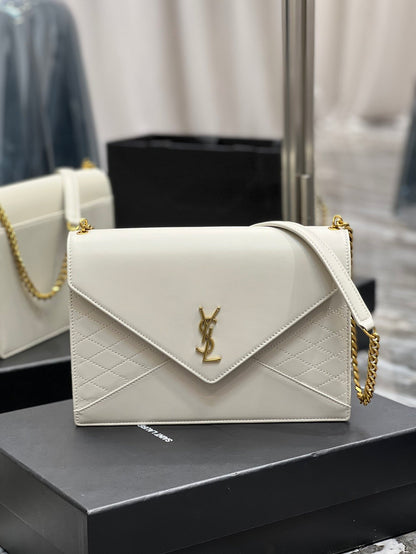 YSSL Gaby Chain Bag White With Gold Hardware For Women 10.4in/27cm YSL