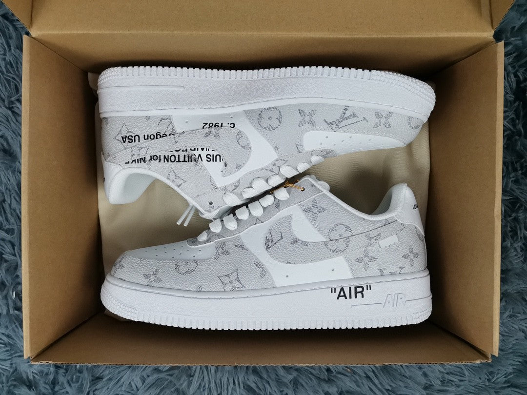  Nike Air Force 1 Low x Louis Vuitton Virgil Abloh &#8216;White Grey&#8217; For Men 