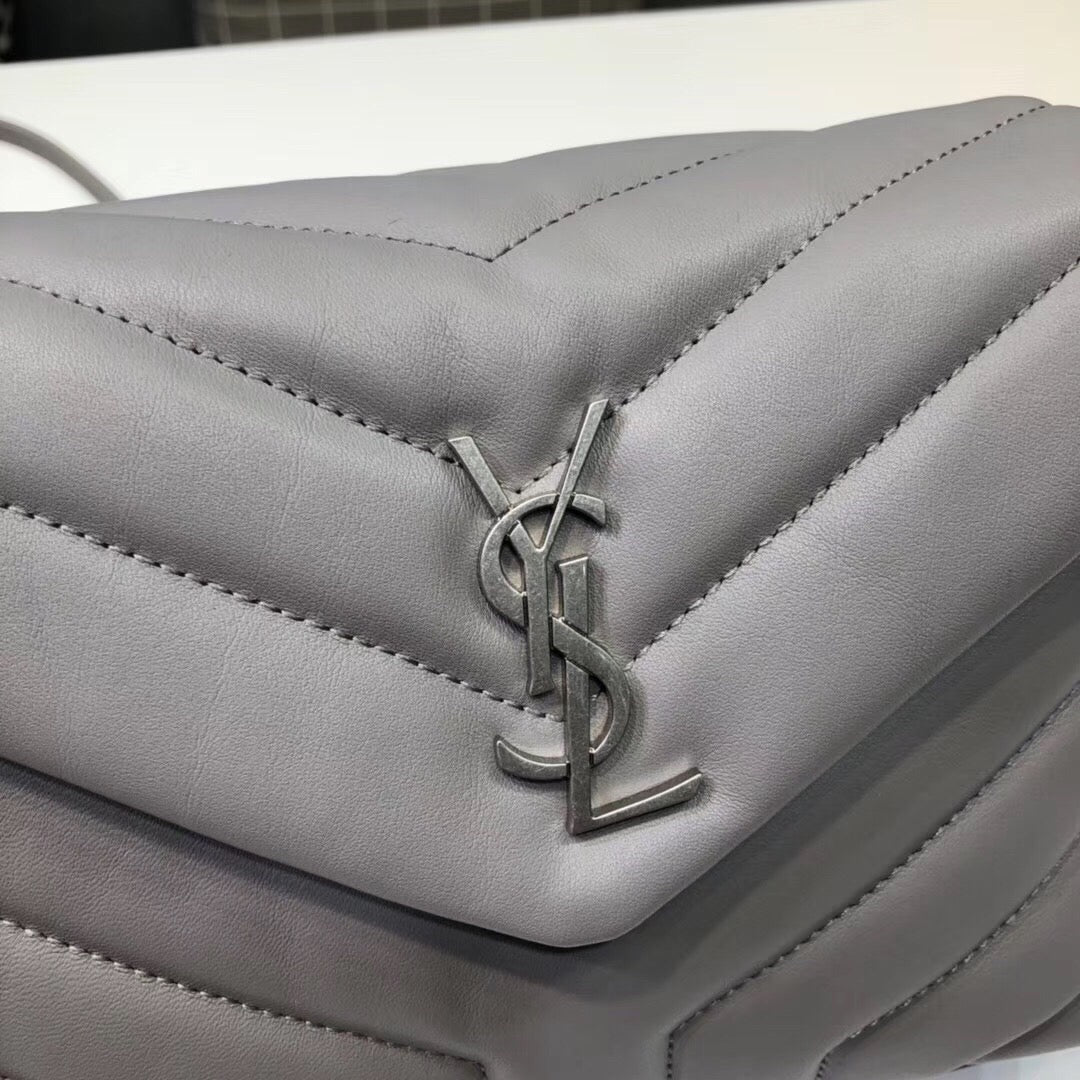 YSSL Loulou Mini Shoulder Bag Grey For Women 7in/18cm YSL