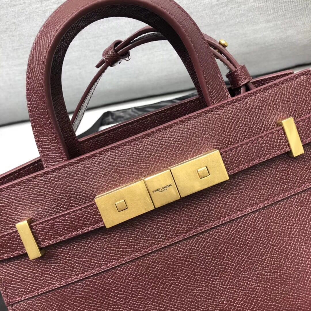 YSSL Manhattan Nano Shopping Bag In Box Burgundy For Women 8.2in/21cm YSL