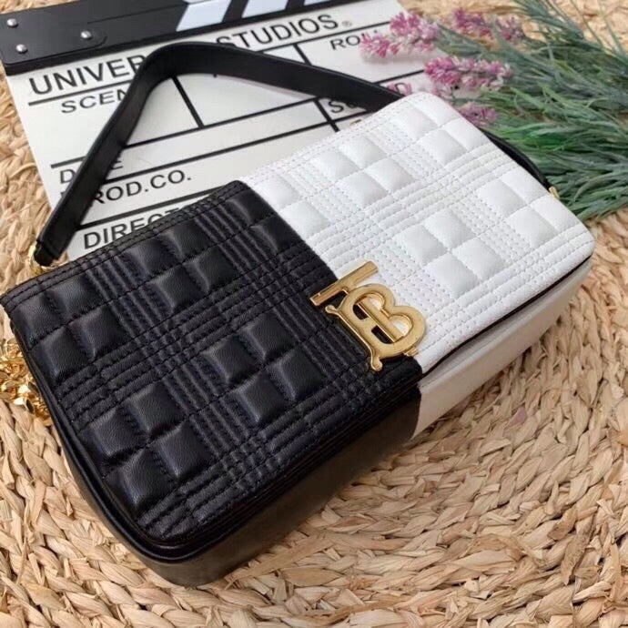 BB Horseferry Print Quilted Small Lola Bag Monogram Black And White For Women, Bags 9in/23cm