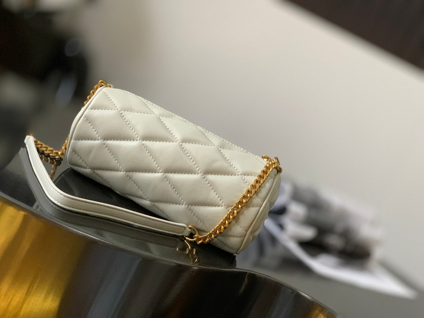 YSSL Sade Mini Tube Bag For Women 7.9in/20cm Vintage White YSL 699703AAAJU9207