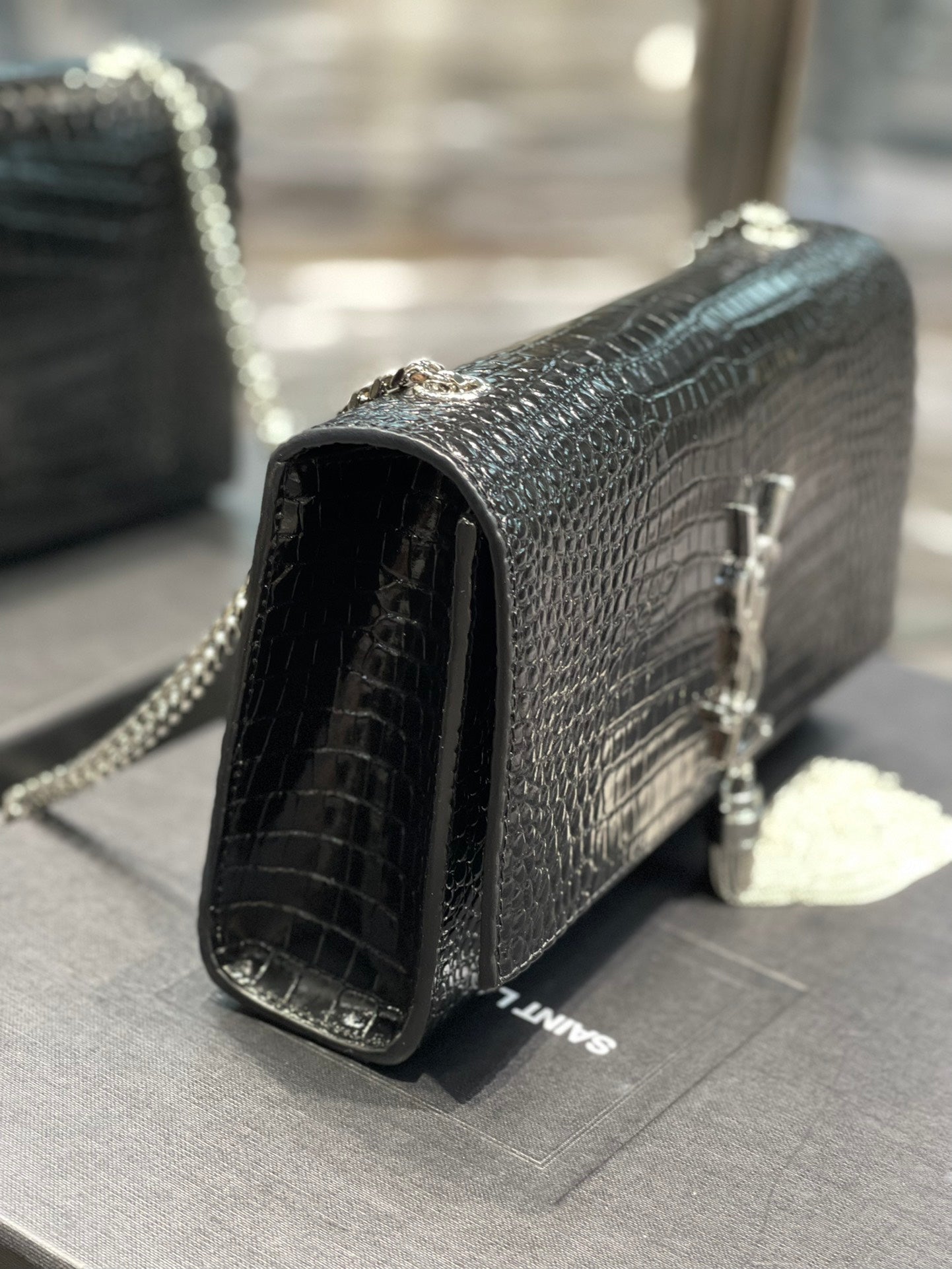 YSSL Kata Medium Chain Bag Black With Tassel For Women 9.4in/24cm YSL 354119DND0N1000