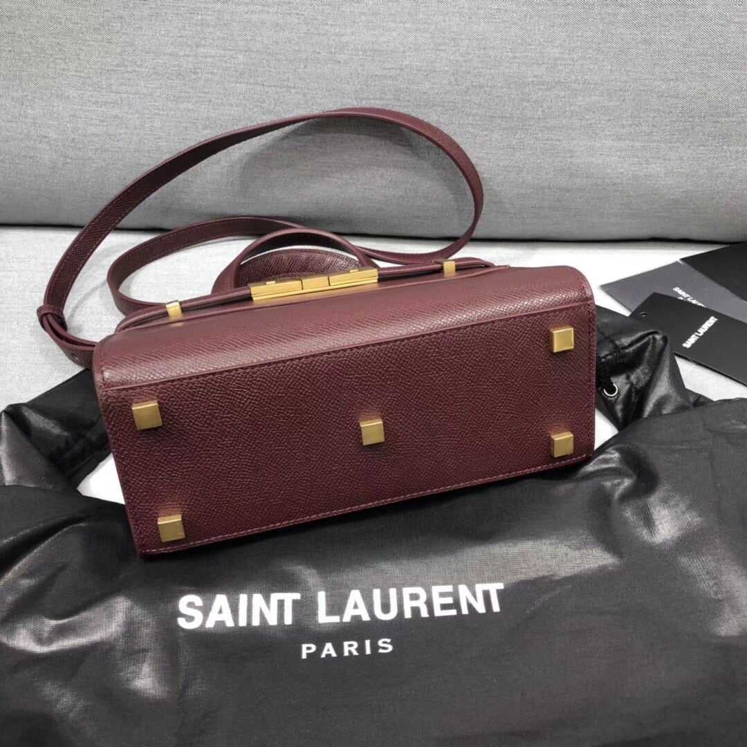 YSSL Manhattan Nano Shopping Bag In Box Burgundy For Women 8.2in/21cm YSL