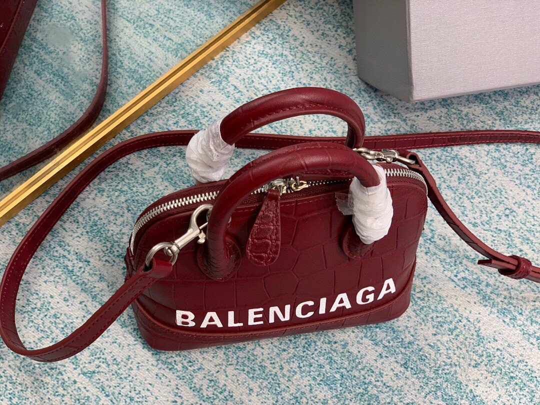 Balen Ville Mini Handbag In Dark Red, For Women,  Bags 4.7in/12cm