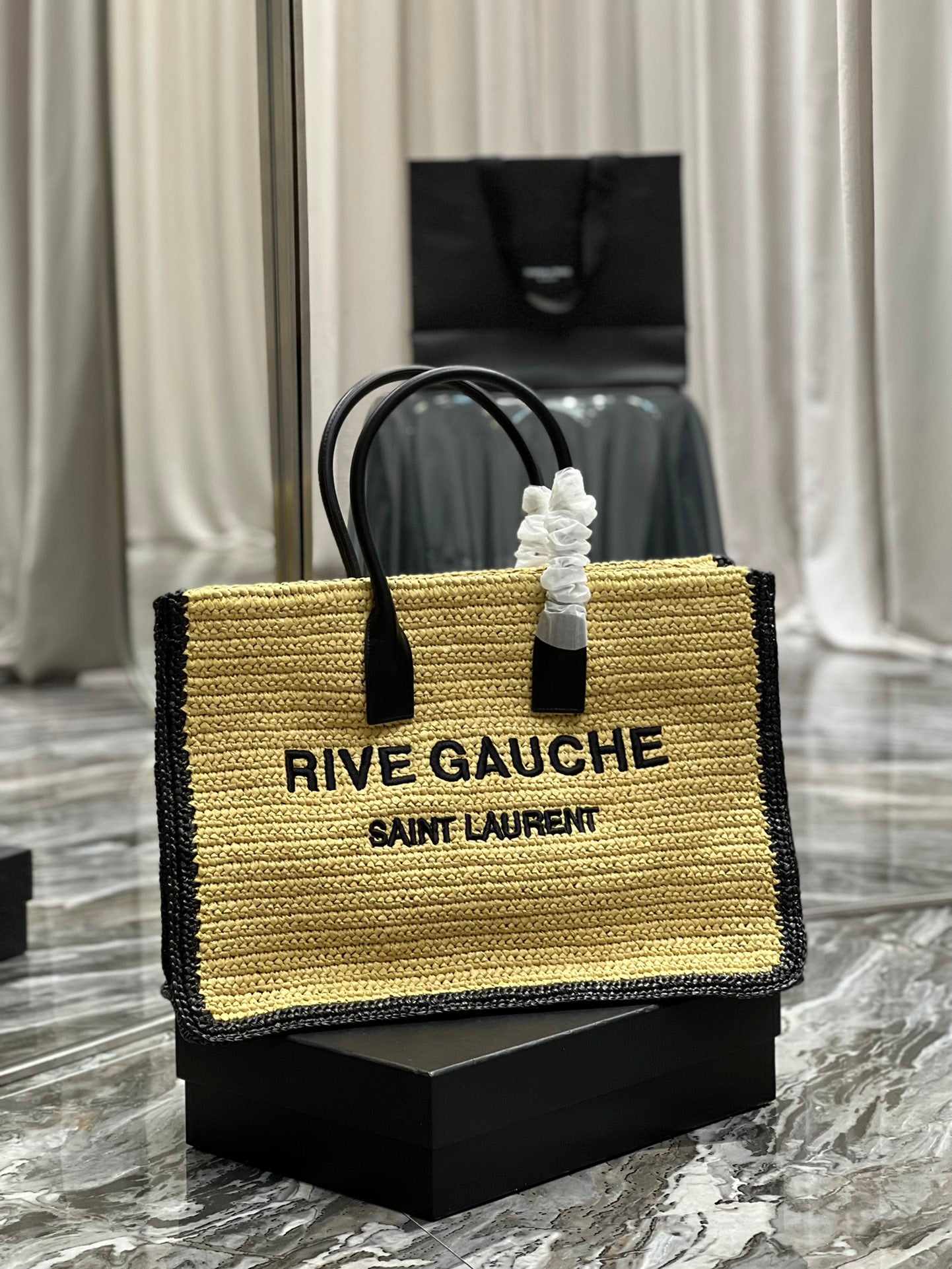 YSSL Rive Gauche Tote Bag In Raffia For Women 18.9in/48cm YSL 685742GAAAG2099