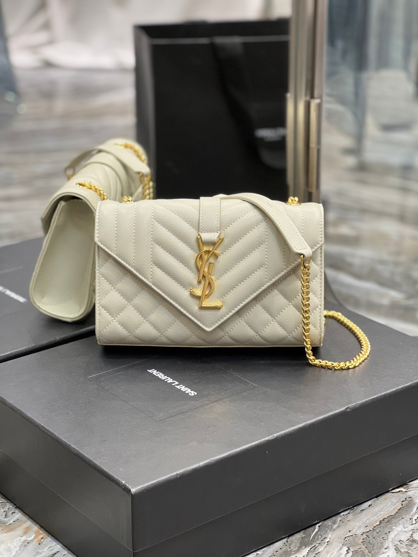 YSSL Small Bag White In Mix Matelasse For Women 8.2in/21cm YSL 600195BOW919207