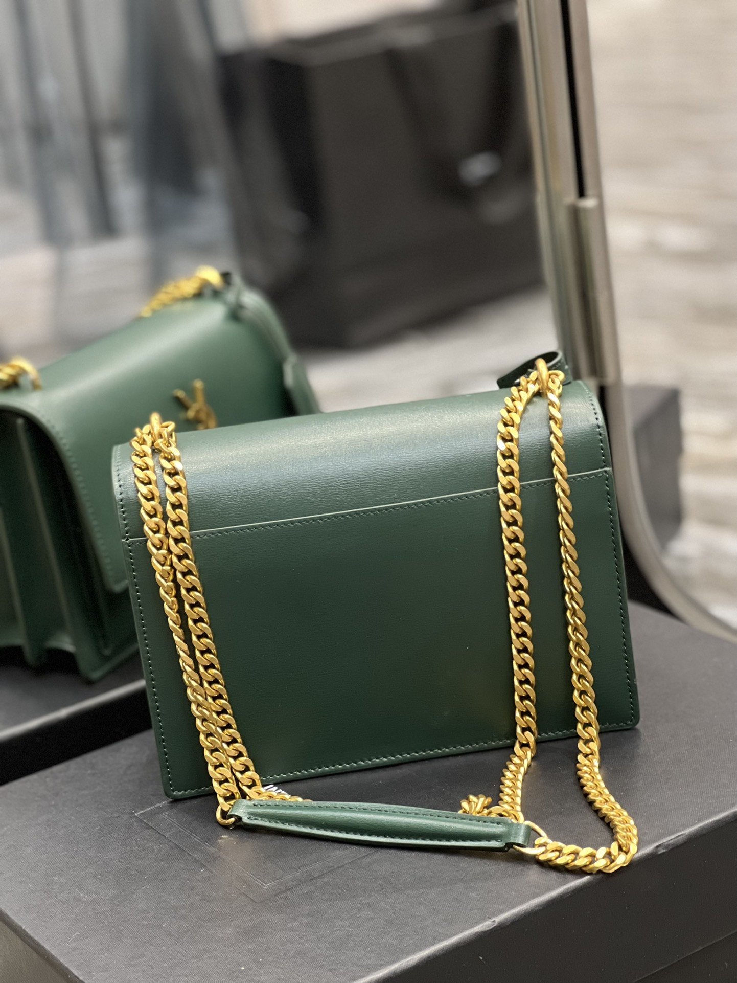 YSSL Sunset Medium Chain Bag For Women 8.6in/22cm Green YSL