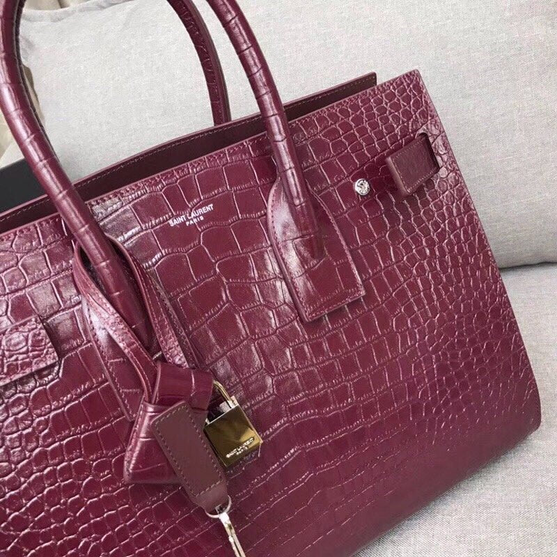 YSSL Sac De Jour Small In Embossed Crocodile Burgundy For Women 12.5in/32cm YSL 