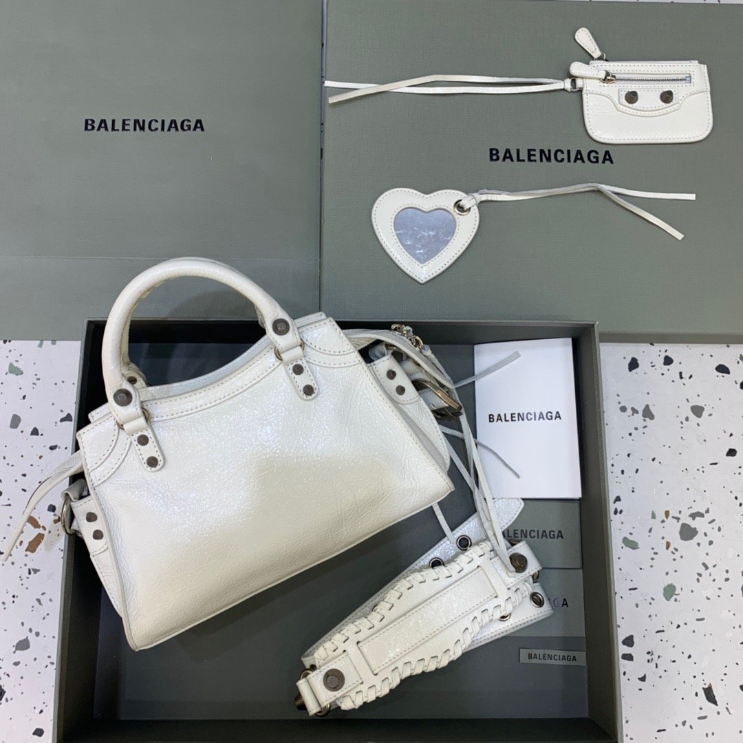 Balen Neo Cagole XS Handbag In White , For Women,  Bags 10.2in/26cm 700940210B09104