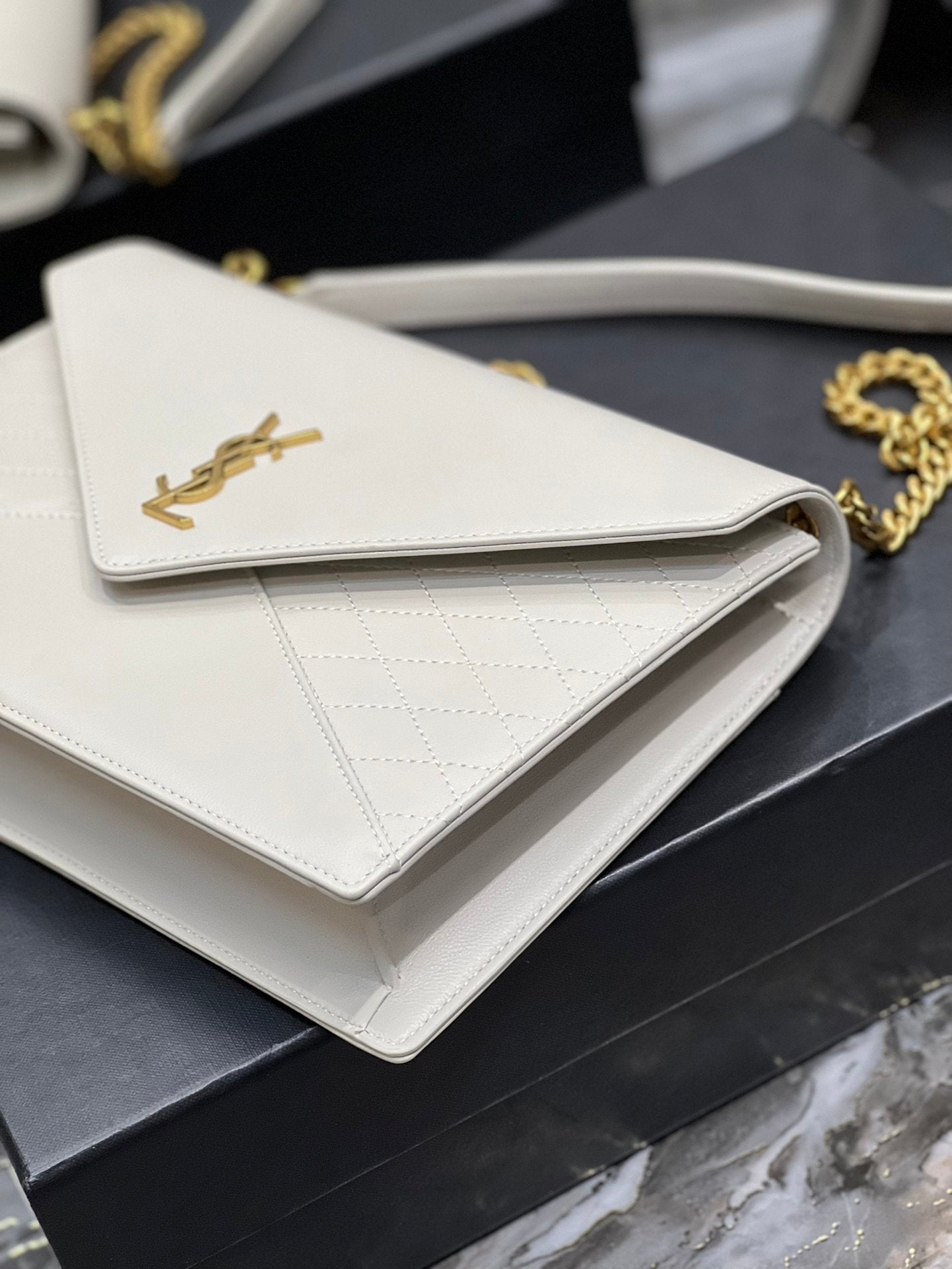 YSSL Gaby Chain Bag White With Gold Hardware For Women 10.4in/27cm YSL