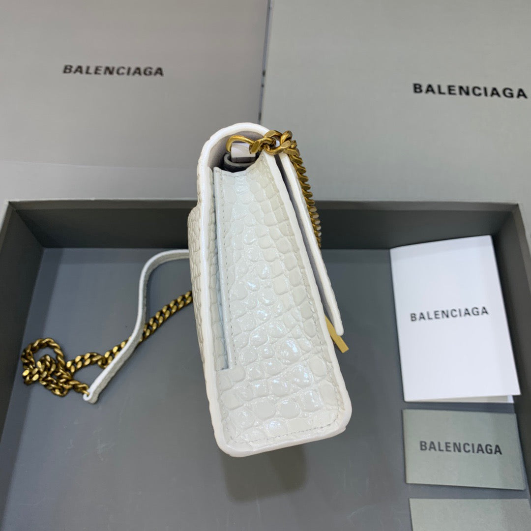 Balen Hourglass Wallet On Chain in White, For Women,  Bags 9in/23cm