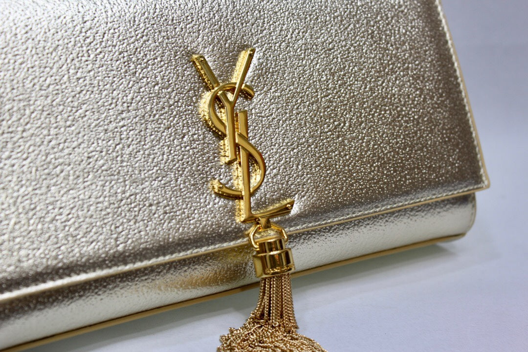 YSSL Kate Chain Wallet With Tassel Yellow Copper For Women 10.2in/26cm YSL