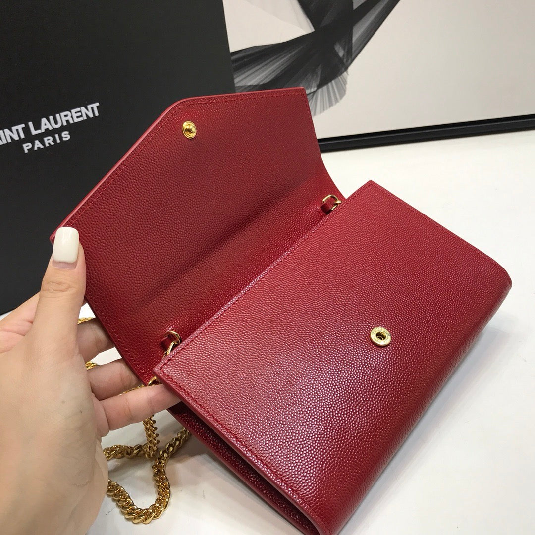 YSSL Uptown Chain Wallet Red For Women 7.4in/19cm YSL 