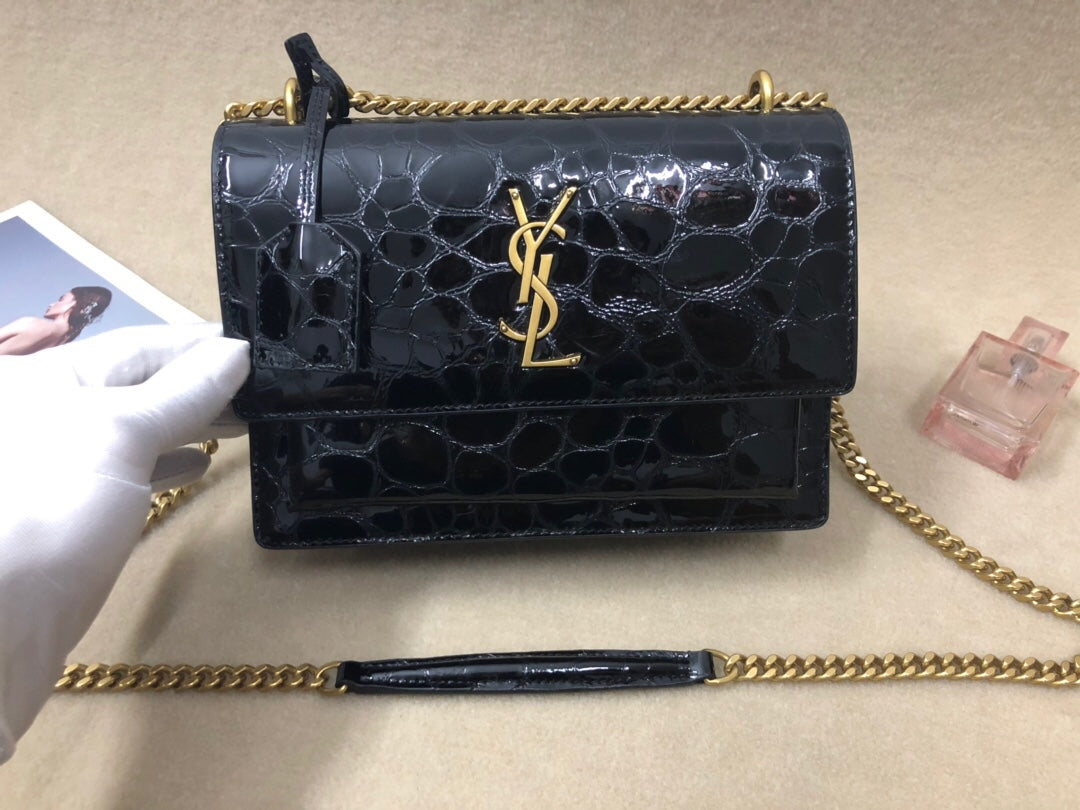 YSSL Sunset Chain Wallet Black For Women 8.2in/21cm YSL