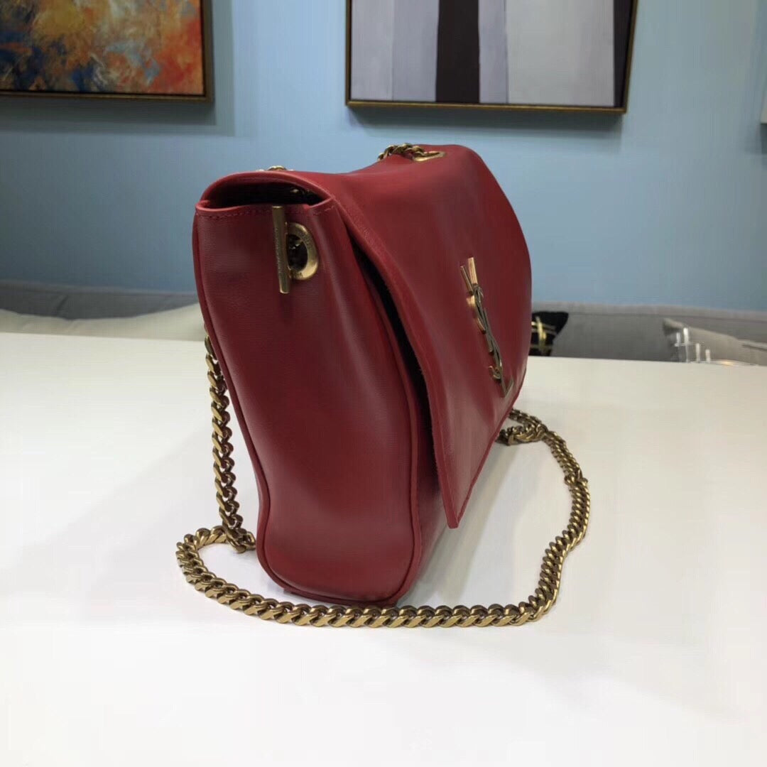 YSSL Kate Medium Chain Bag In Grain De Poudre Red For Women 9.4in/24cm YSL 364021BOW0J6008