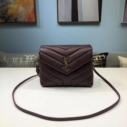 YSSL Loulou Mini Shoulder Bag Burgundy For Women 7in/18cm YSL