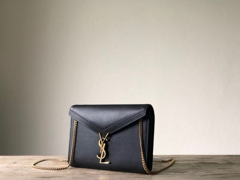 YSSL Cassandra Flap-Front Crossbody Bag Black For Women 8.7in/22cm YSL 