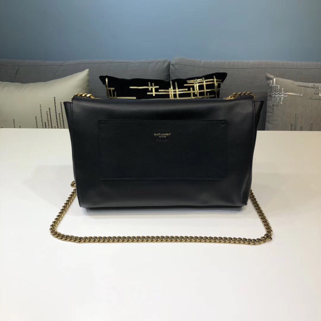 YSSL Kate Medium Chain Bag In Grain De Poudre Black For Women 9.4in/24cm YSL 364021BOW0J1000