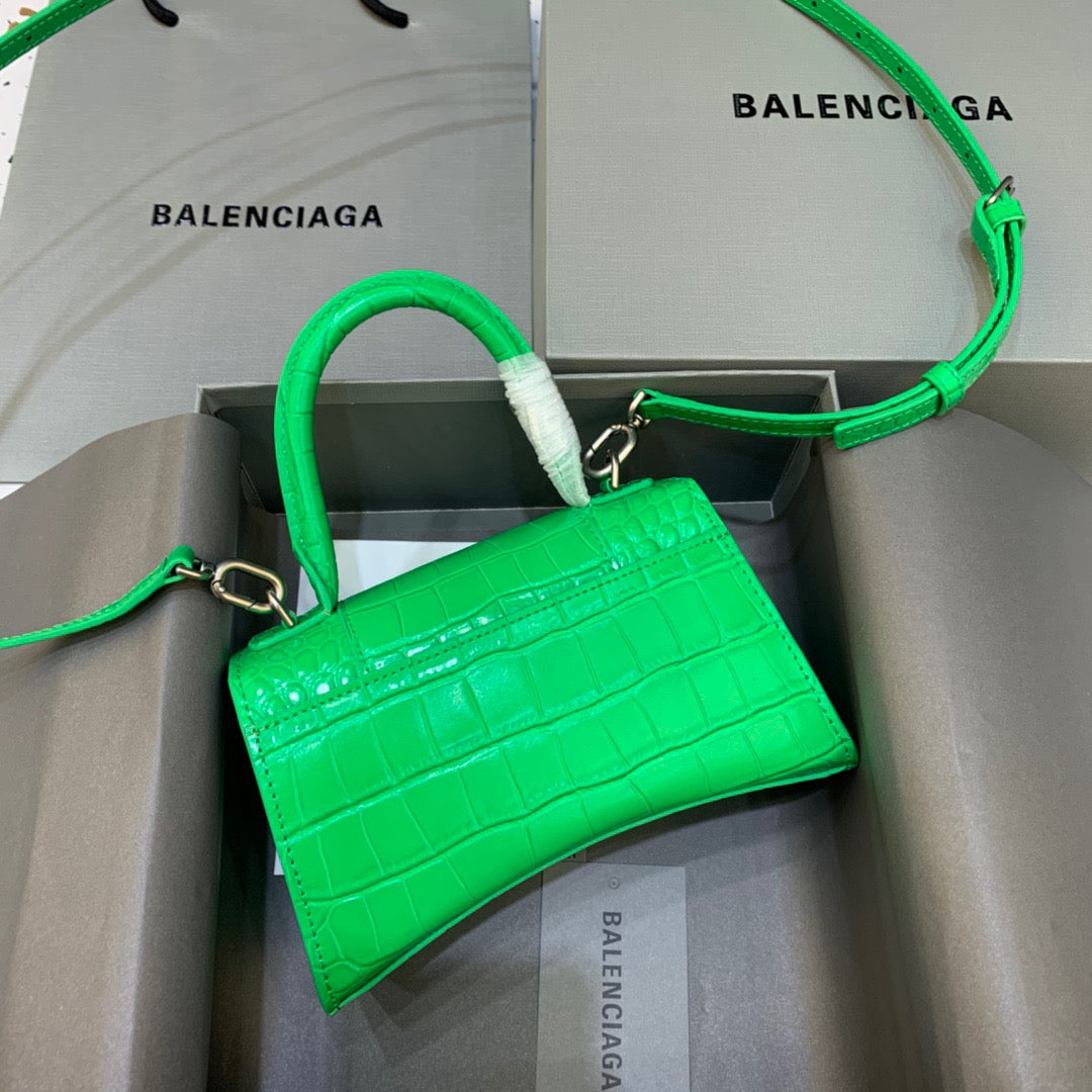 Balen Hourglass XS Handbag In Bright Green, For Women,  Bags 7.4in/19cm 5928331U6AK3809