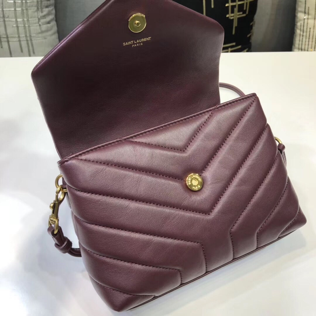 YSSL Loulou Mini Shoulder Bag Burgundy For Women 7in/18cm YSL