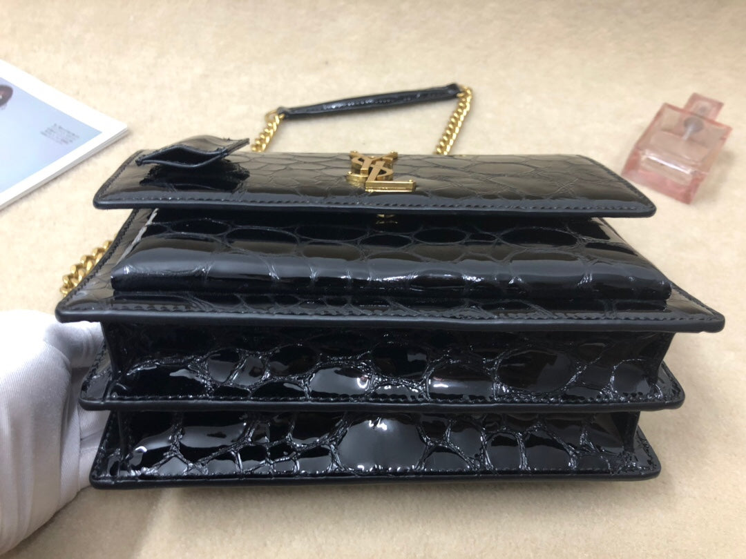 YSSL Sunset Chain Wallet Black For Women 8.2in/21cm YSL