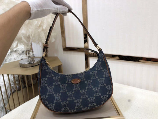 CE Ava Bag In Triomphe Canvas XL Denim For Women 9in/23cm