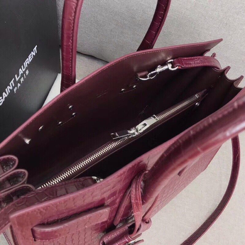 YSSL Sac De Jour Small In Embossed Crocodile Burgundy For Women 12.5in/32cm YSL 