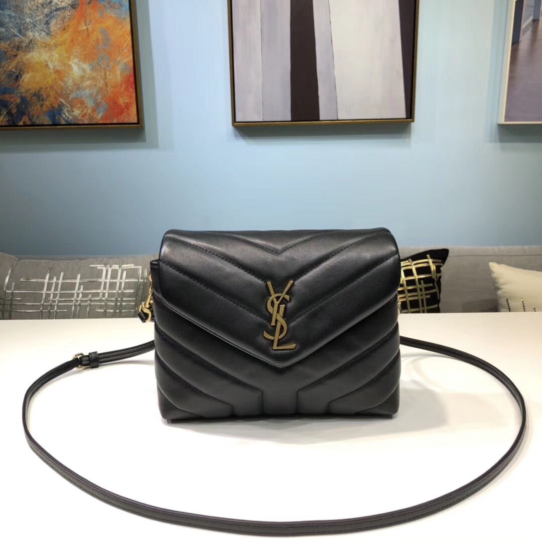 YSSL Loulou Mini Shoulder Bag Black For Women 7in/18cm YSL