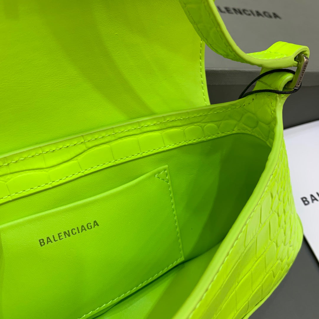 Balen XX Small Flap Bag Box Green Neon, For Women,  Bags 10.6in/27cm