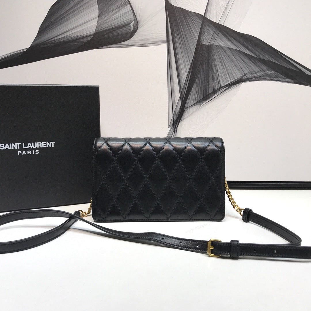 YSSL Angie Patent Handbag Black For Women 8.6in/22cm YSL