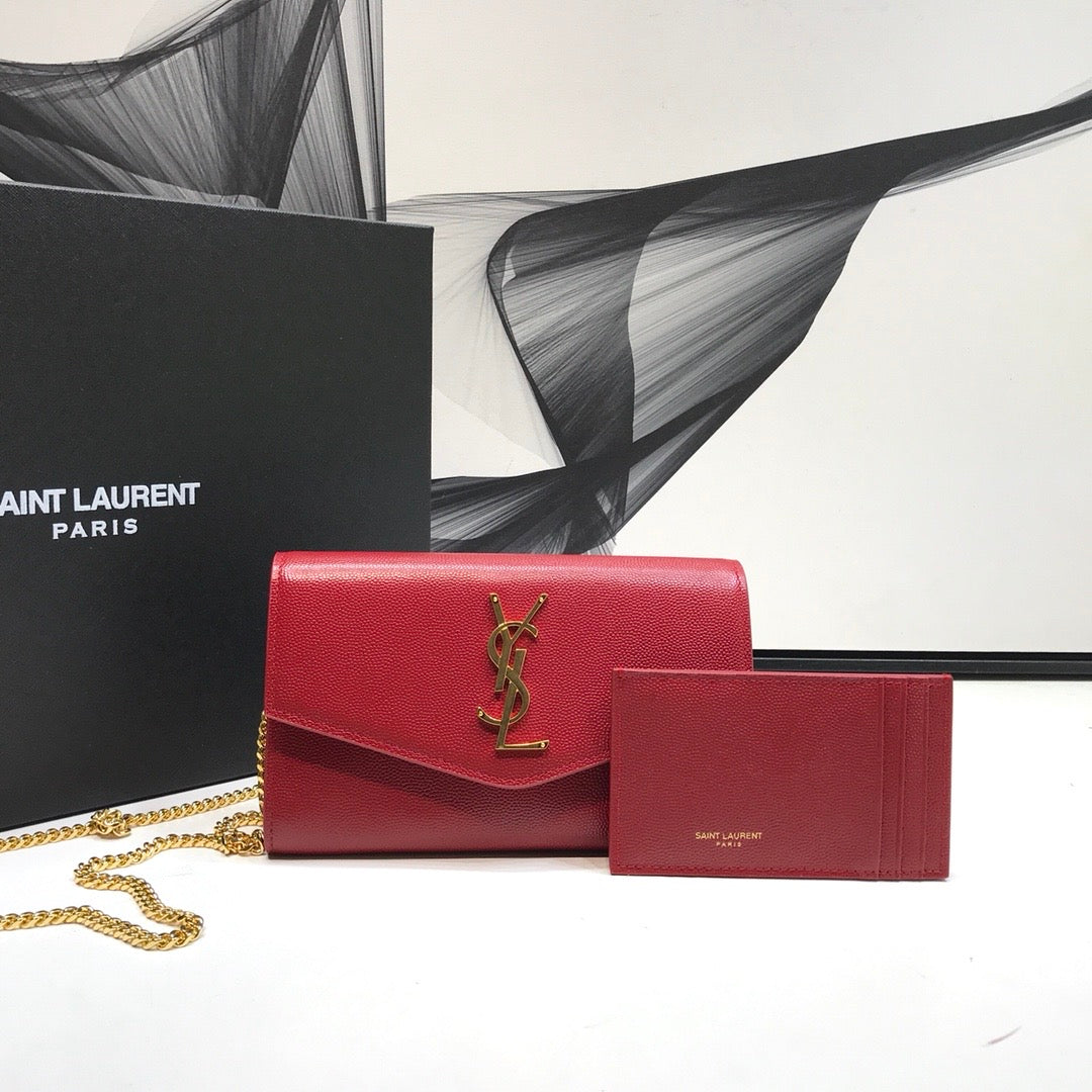 YSSL Uptown Chain Wallet Red For Women 7.4in/19cm YSL 