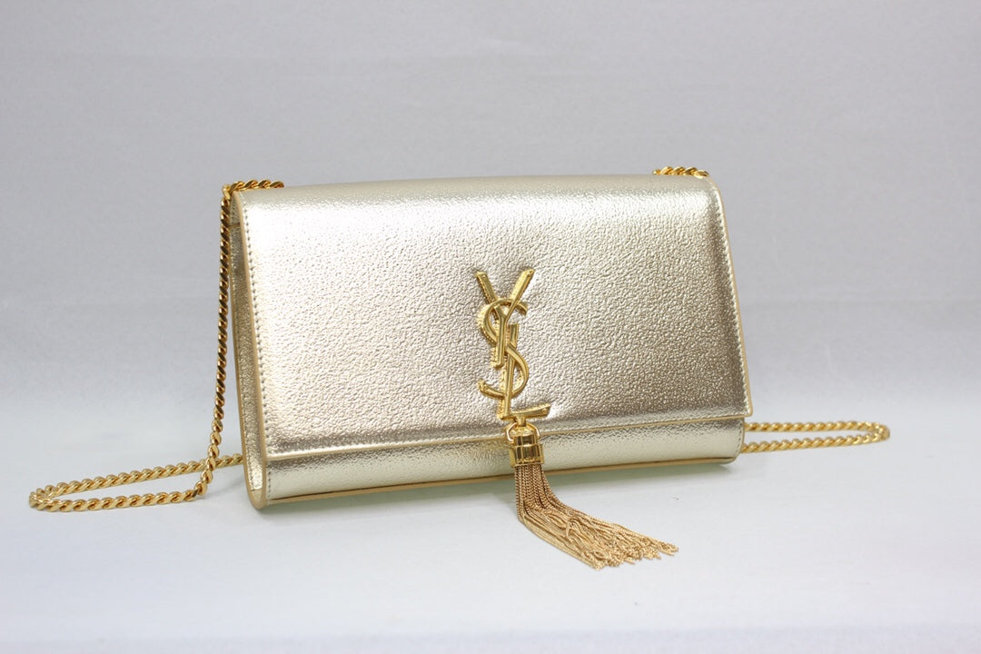 YSSL Kate Chain Wallet With Tassel Yellow Copper For Women 10.2in/26cm YSL