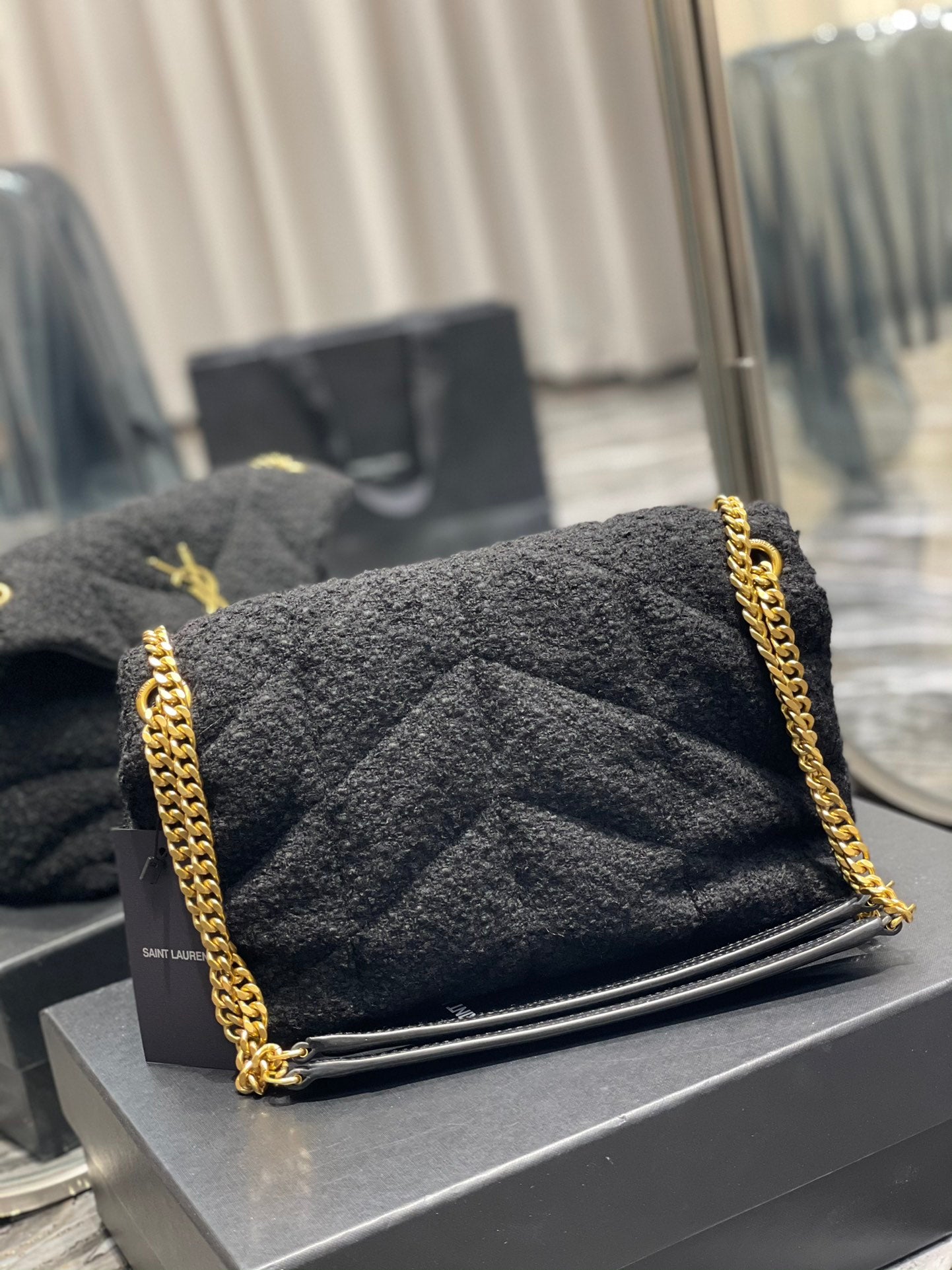 YSSL Puffer Small Chain Bag Black For Women, Women&#8217;s Bags 11.4in/29cm YSL‎