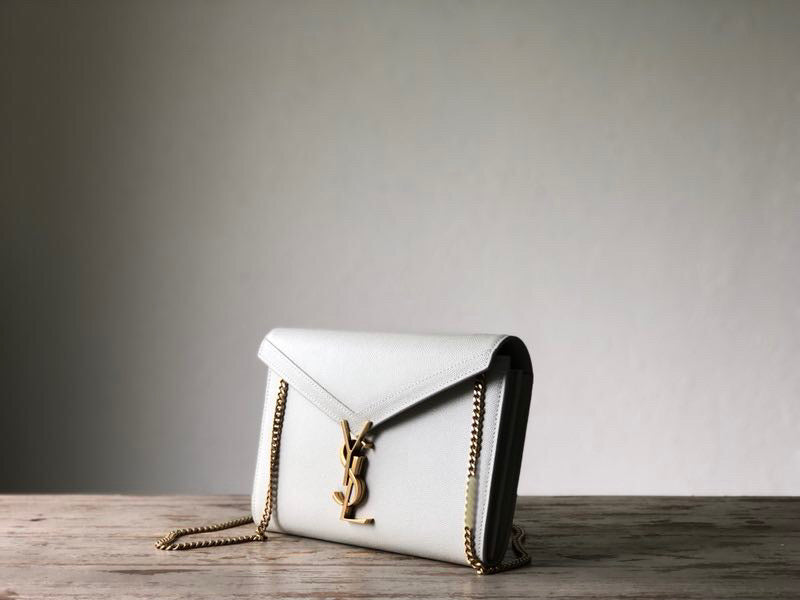 YSSL Cassandra Flap-Front Crossbody Bag White For Women 8.7in/22cm YSL 