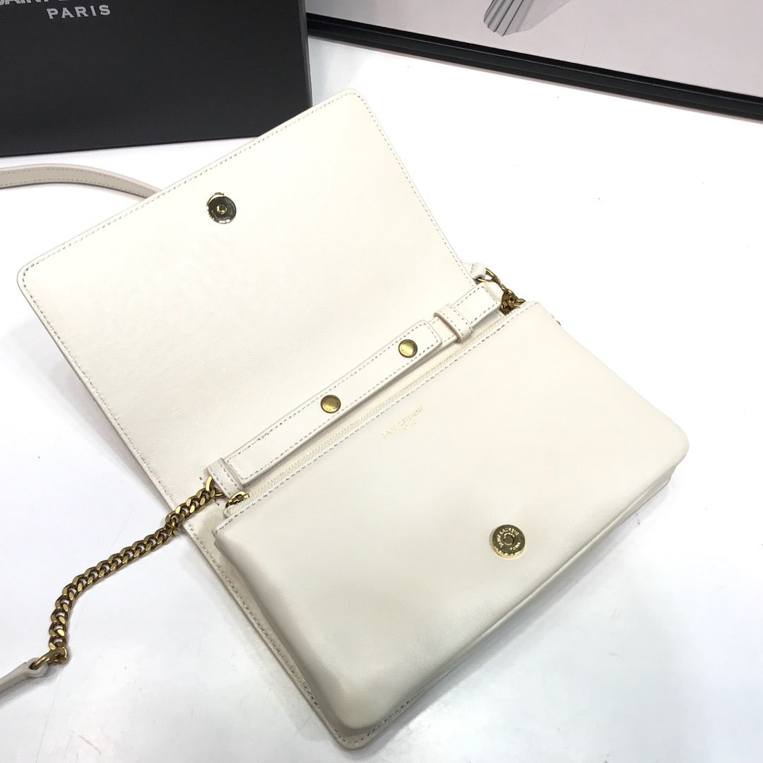 YSSL Angie Patent Handbag White For Women 8.6in/22cm YSL