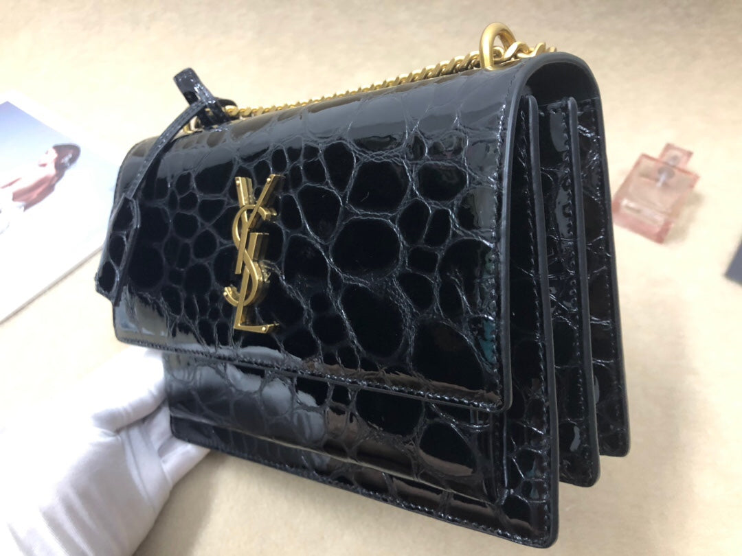 YSSL Sunset Chain Wallet Black For Women 8.2in/21cm YSL