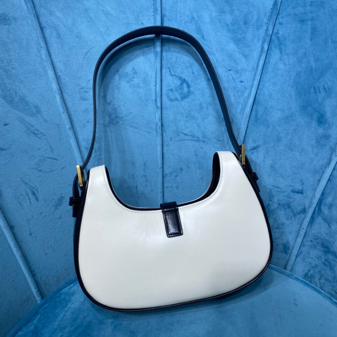 YSSL Le Fermoir Hobo Bag White/Black For Women 9.5in/24cm YSL 