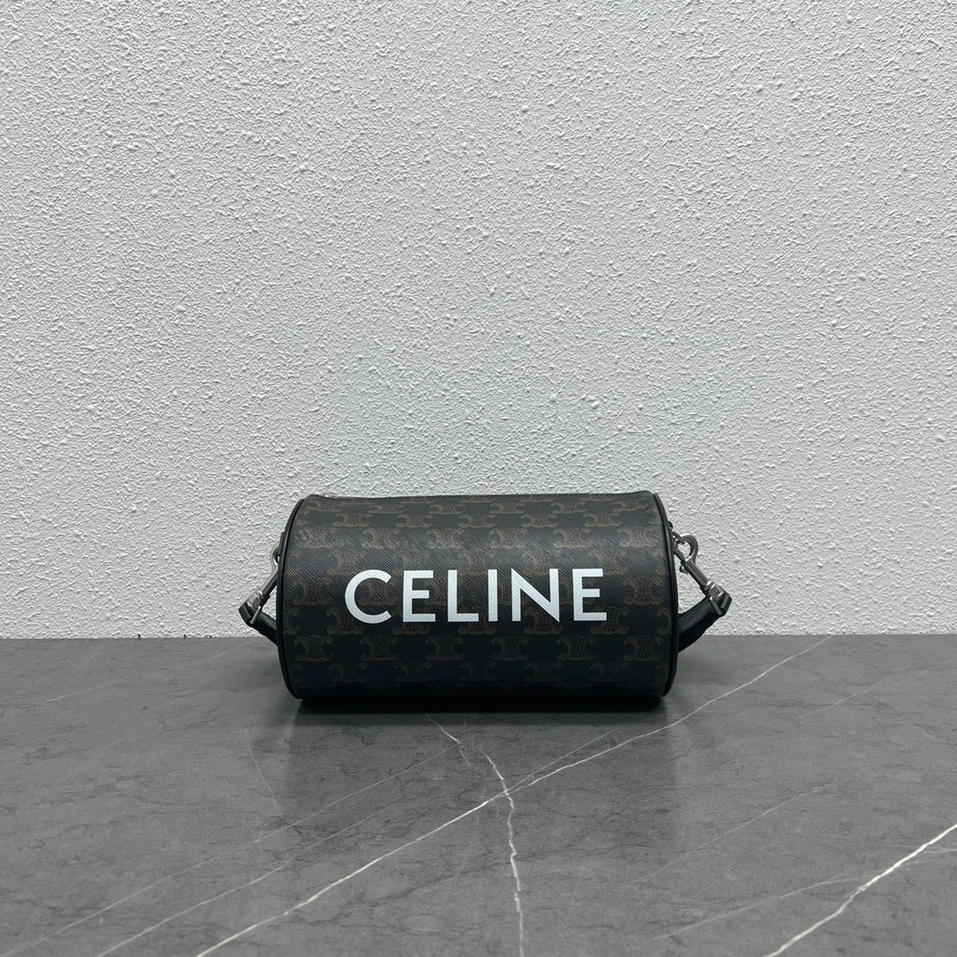 CE Cylinder Bag In Triomphe Canvas Black For Women 9in/22cm