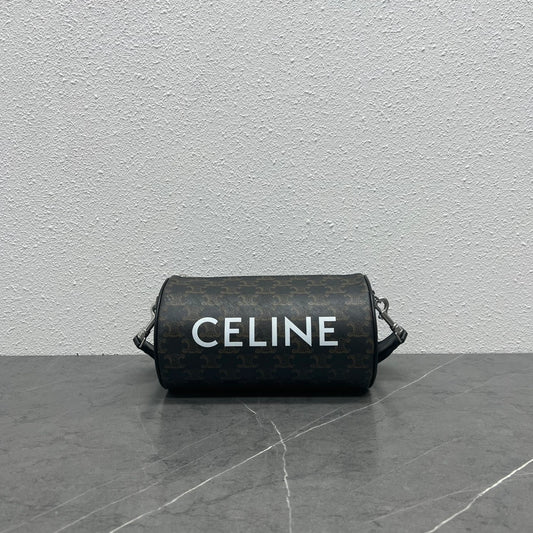 CE Cylinder Bag In Triomphe Canvas Black For Women 9in/22cm