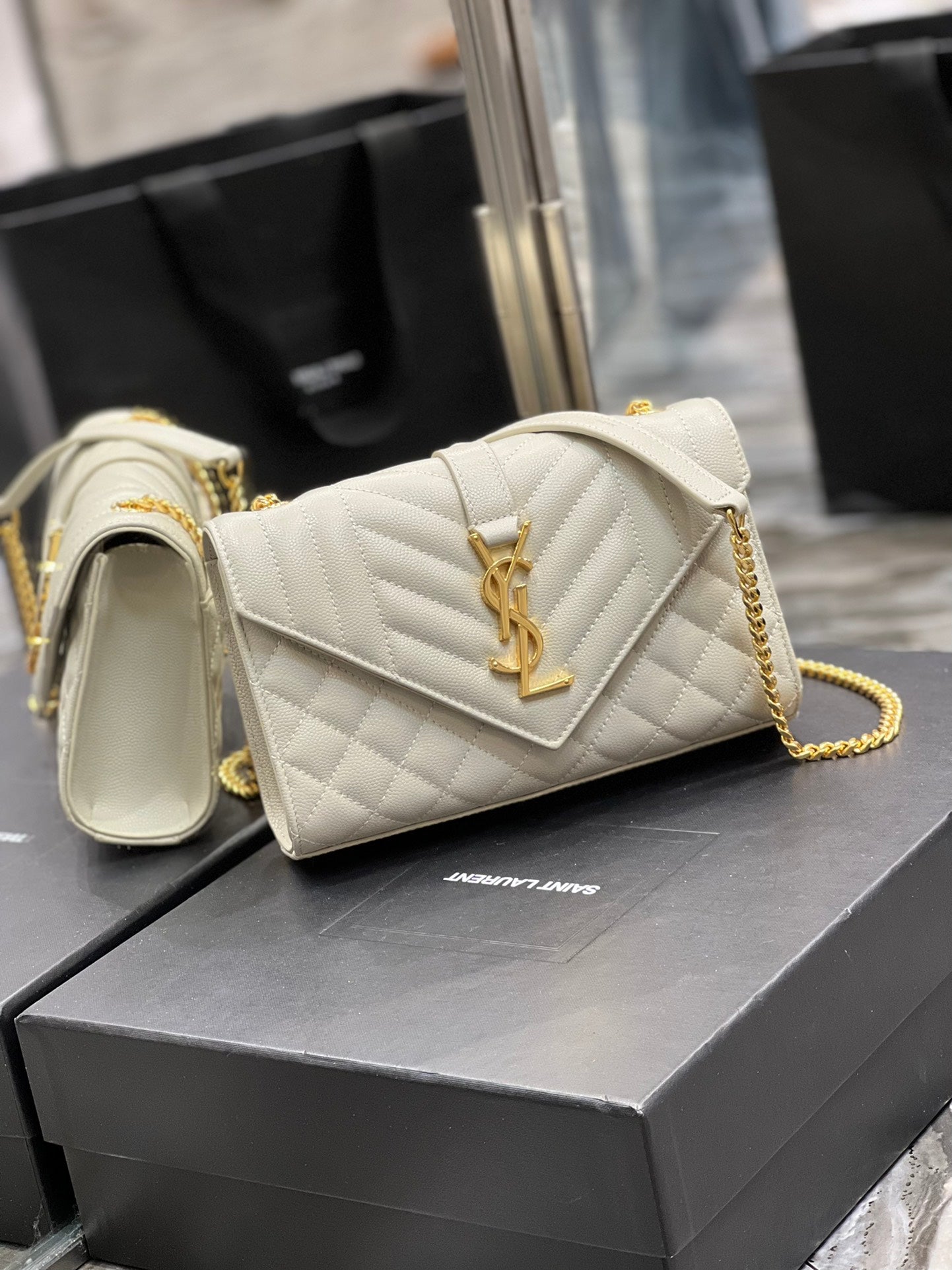 YSSL Small Bag White In Mix Matelasse For Women 8.2in/21cm YSL 600195BOW919207