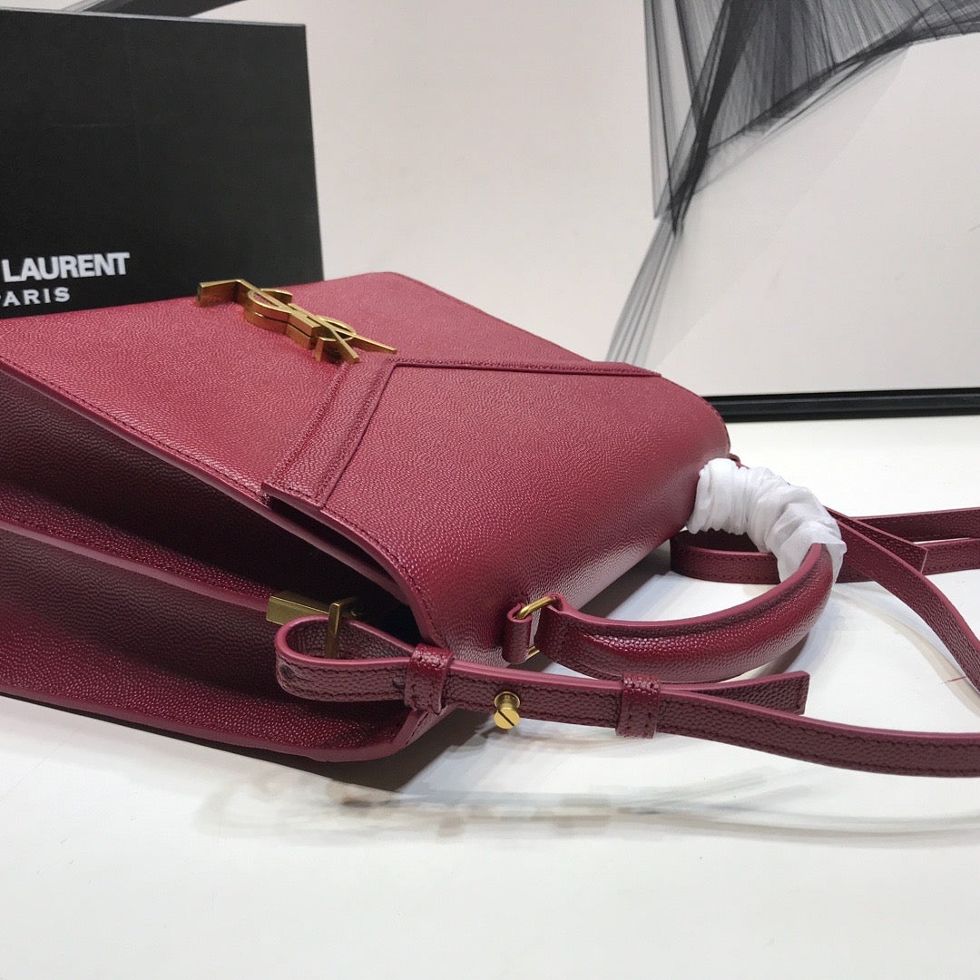 YSSL Cassandra Medium Top Handle Bag In Grain Burgundy For Women 9.6in/24.5cm YSL  578000BOW0W6475