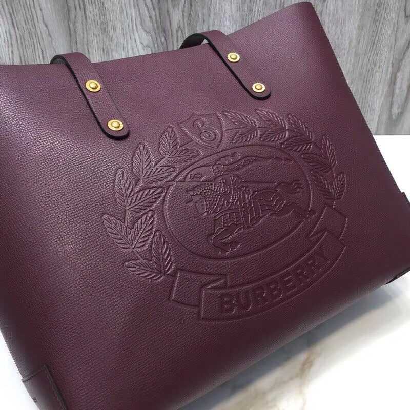 BB Small Embossed Crest Tote Purple For Women, Bags 13.8in/35cm