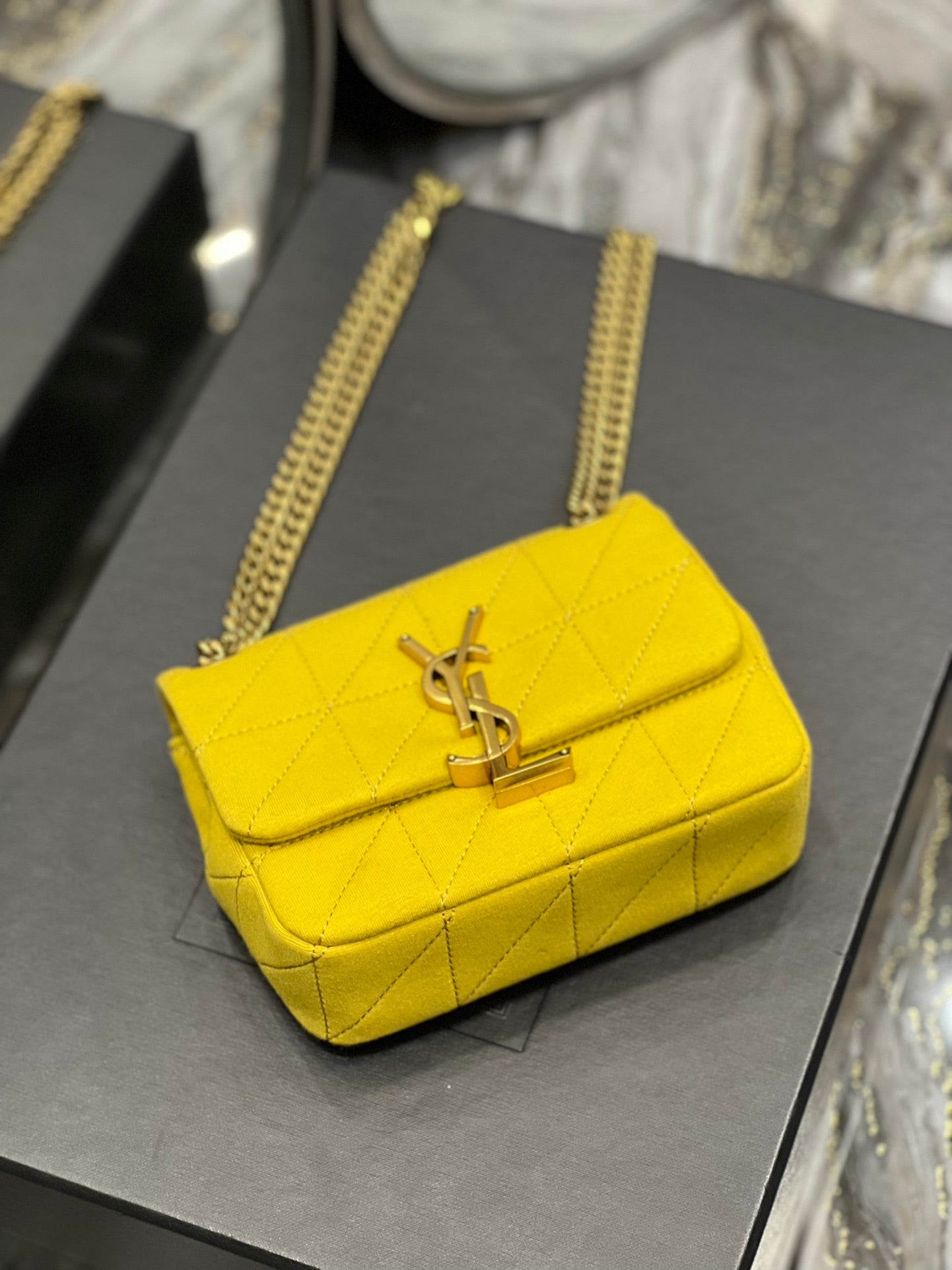 YSSL Jamie Mini Chain Bag Yellow For Women, Women&#8217;s Bags 6.9in/17.5cm YSL