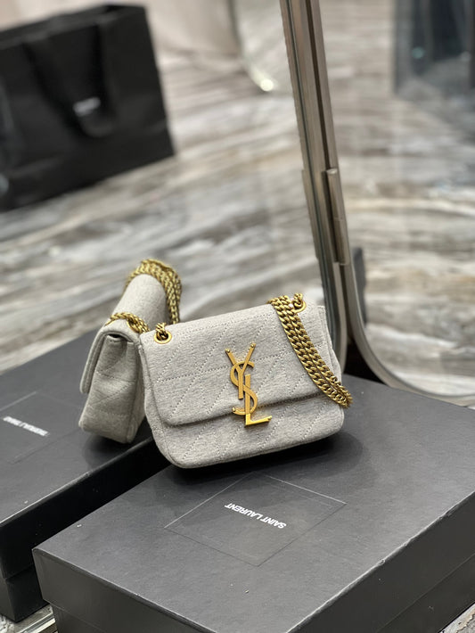 YSSL Jamie Mini Chain Bag Grey For Women, Women&#8217;s Bags 6.9in/17.5cm YSL 6981622F9271407